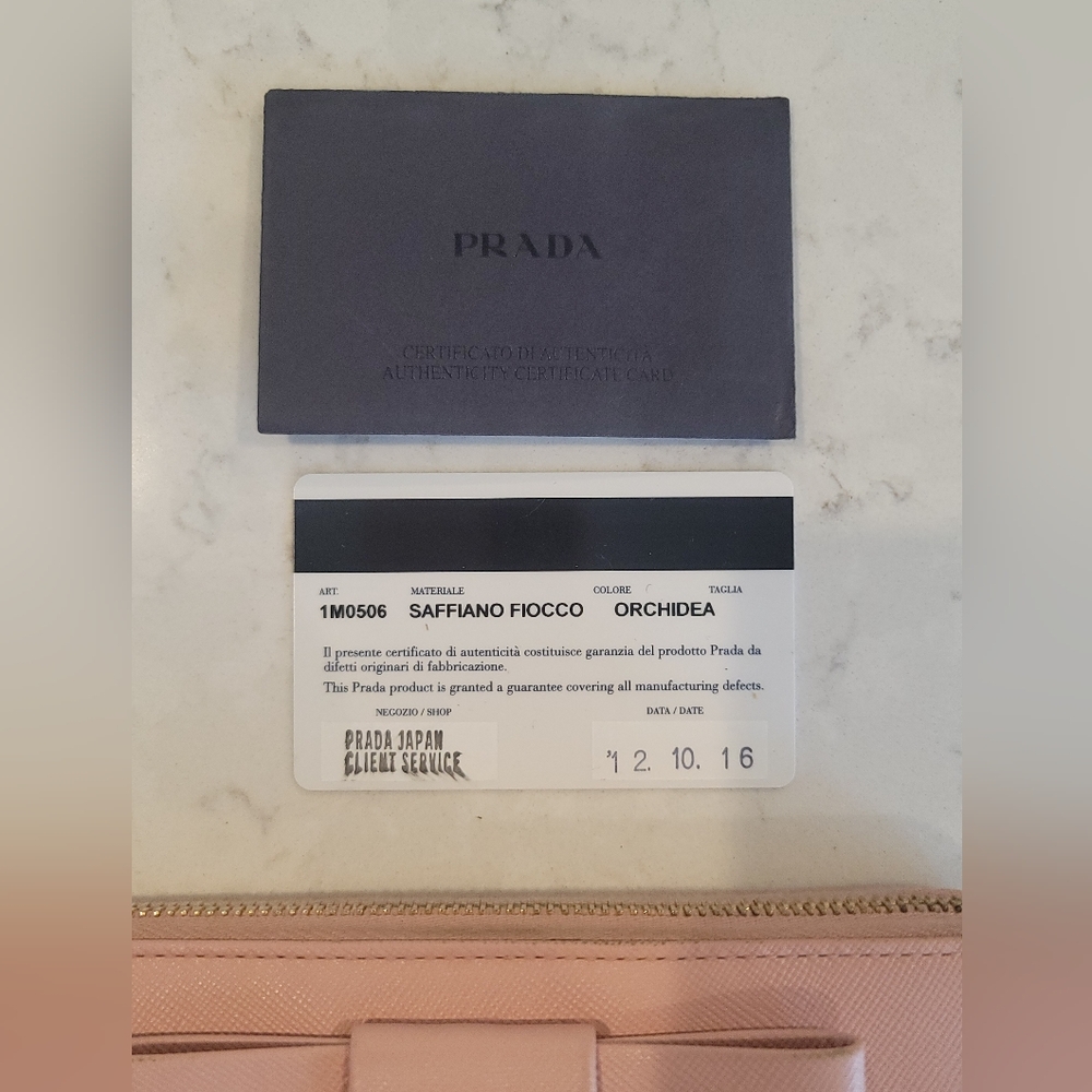 PRADA Long Saffiano Leather Wallet With Bow Pink - Picture 12 of 15